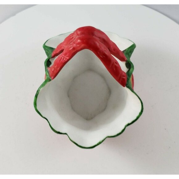 Vintage Porcelain Christmas Basket Red Green Gold - Picture 5 of 6